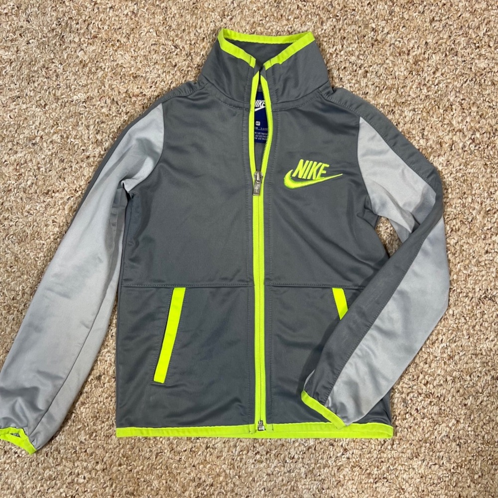 Nike Kids Gray Neon Green Full Zip Track Jacket C625-478 Size 4T